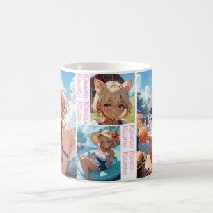 かわいい猫耳娘のカップ マグカップ コーヒーマグカップ