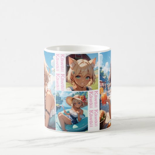 かわいい猫耳娘のカップ マグカップ コーヒーマグカップ (中央)