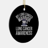 かわいい猫肺がん戦士 – 自分の強さを見せる セラミックオーナメント (右)