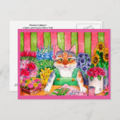 かわいい猫芸術花屋 ポストカード (正面/裏面)
