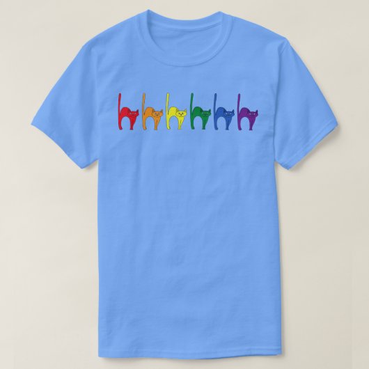 かわいい猫虹の旗 Tシャツ (デザイン正面)