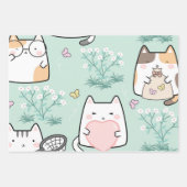 かわいい猫蝶春デコpage ラッピングペーパーシート (正面)