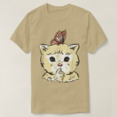 かわいい猫蝶 Tシャツ (デザイン正面)