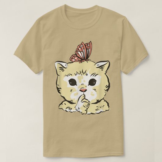 かわいい猫蝶  Tシャツ (デザイン正面)