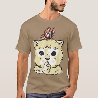 かわいい猫蝶  Tシャツ