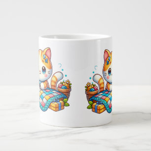 かわいい猫裁縫キルトセラミックマグカップ ジャンボコーヒーマグカップ