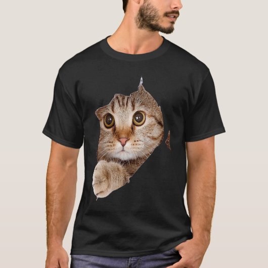 かわいい猫裂けた布子猫 Tシャツ (正面)