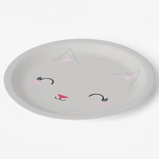 かわいい猫誕生会紙プレート1 ペーパープレート (アングル)