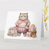 かわいい猫誕生日カード カード (黄色い花)