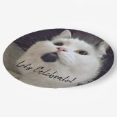 かわいい猫誕生日パーティーカスタムのペット写真 ペーパープレート (アングル)