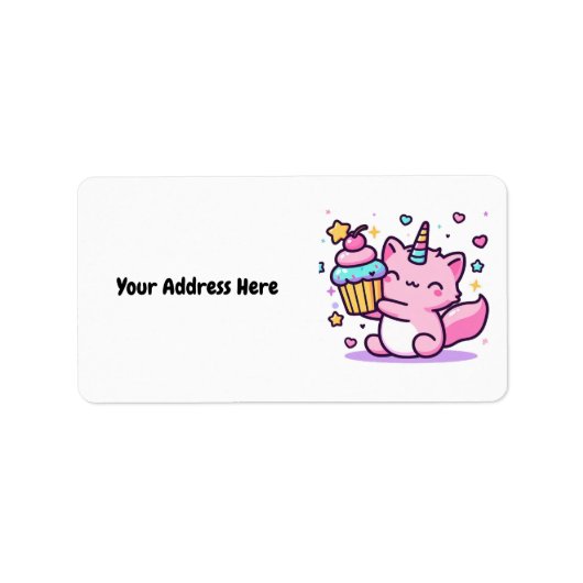 かわいい猫誕生日住所 シールかわいい！ ラベル (正面)