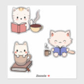 かわいい猫読の本とコーヒー|過去記事 シール (シート)