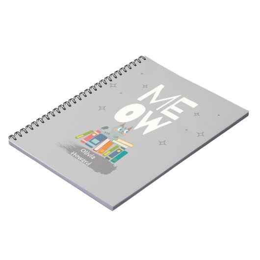 かわいい猫読の本の名パーソナライズされた前 ノートブック (左側)