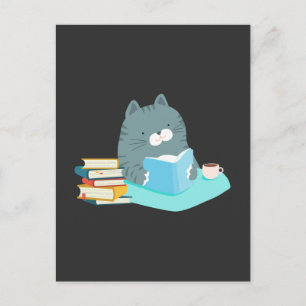 かわいい猫読の本コーヒー愛好家ブックワーム ポストカード