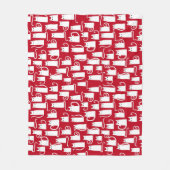 かわいい猫赤と白フェスティバル フリースブランケット (正面)