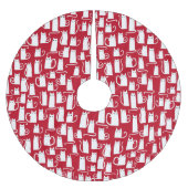 かわいい猫赤と白 ブラッシュドポリエステルツリースカート (正面)