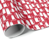 かわいい猫赤と白 ラッピングペーパー (ロールコーナー)