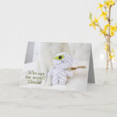 かわいい猫走誰が？グールズ！ハロウィン カード (黄色い花)