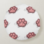 かわいい猫足「ニャー」書道 – かわいい子猫 ラウンドクッション (裏面)