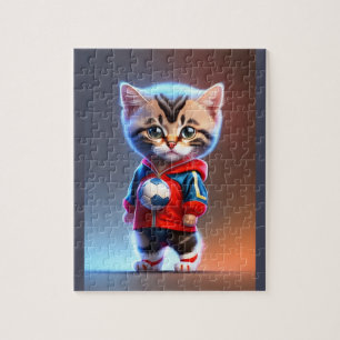 かわいい猫遊のサッカー ジグソーパズル