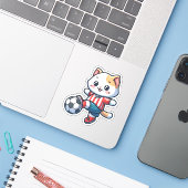 かわいい猫遊のサッカー – 01 シール (ノートパソコンとiPhone)