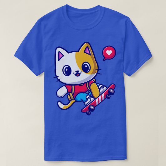 かわいい猫遊のスケートボード漫画1 Tシャツ (デザイン正面)