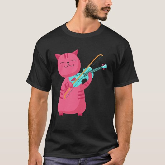 かわいい猫遊のバイオリン Tシャツ (正面)