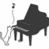 かわいい猫遊のピアノおもしろいミュージシャン シール (正面)