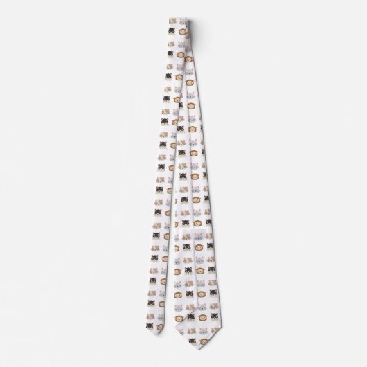 かわいい猫頭柄の柄 ネクタイ (裏面)