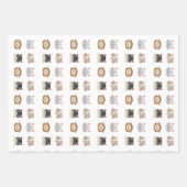 かわいい猫頭柄の柄 ラッピングペーパーシート (正面2)