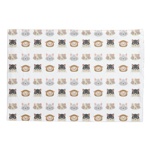 かわいい猫頭柄の柄 枕カバー (裏面)