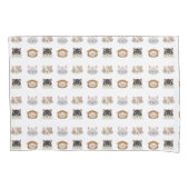 かわいい猫頭柄の柄 枕カバー (正面)