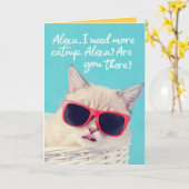 かわいい猫頼のカブ誕生日用アレクサ カード (黄色い花)