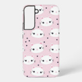 かわいい猫顔とハート – かわいいピンク SAMSUNG GALAXYケース (裏面)