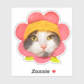 かわいい猫顔インフラワーハット シール (シート)