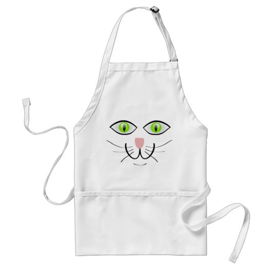 かわいい猫顔オンホワイト スタンダードエプロン (正面)