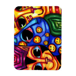 かわいい猫顔カラフル動物アート マグネット