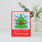 かわいい猫顔クリスマスツリー シーズンポストカード (スタンド正面)