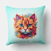 かわいい猫顔デジタルアートデザイン-87002 クッション (裏面)