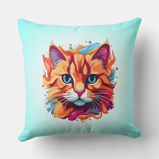 かわいい猫顔デジタルアートデザイン-87002 クッション (裏面)