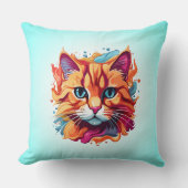 かわいい猫顔デジタルアートデザイン-87002 クッション (正面)