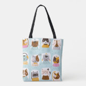 かわいい猫顔トートバッグカラフル、ペットトートバッグ トートバッグ (裏面)