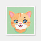 かわいい猫顔ペット動物の誕生会 スタンダードカクテルナプキン (正面)