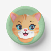 かわいい猫顔ペット動物の誕生会 ペーパーボウル (正面)