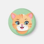 かわいい猫顔ペット動物の誕生会 マグネット (正面)