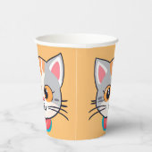かわいい猫顔ペット動物の誕生会 紙コップ (右)