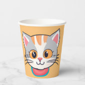 かわいい猫顔ペット動物の誕生会 紙コップ (正面)