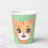 かわいい猫顔ペット動物の誕生会 紙コップ (正面)