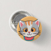 かわいい猫顔ペット動物の誕生会 缶バッジ (正面&裏面)