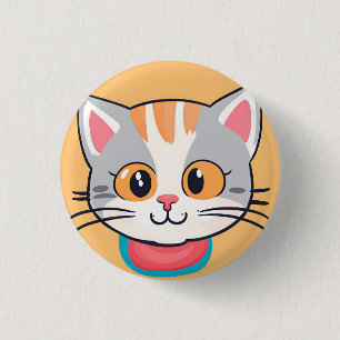かわいい猫顔ペット動物の誕生会 缶バッジ